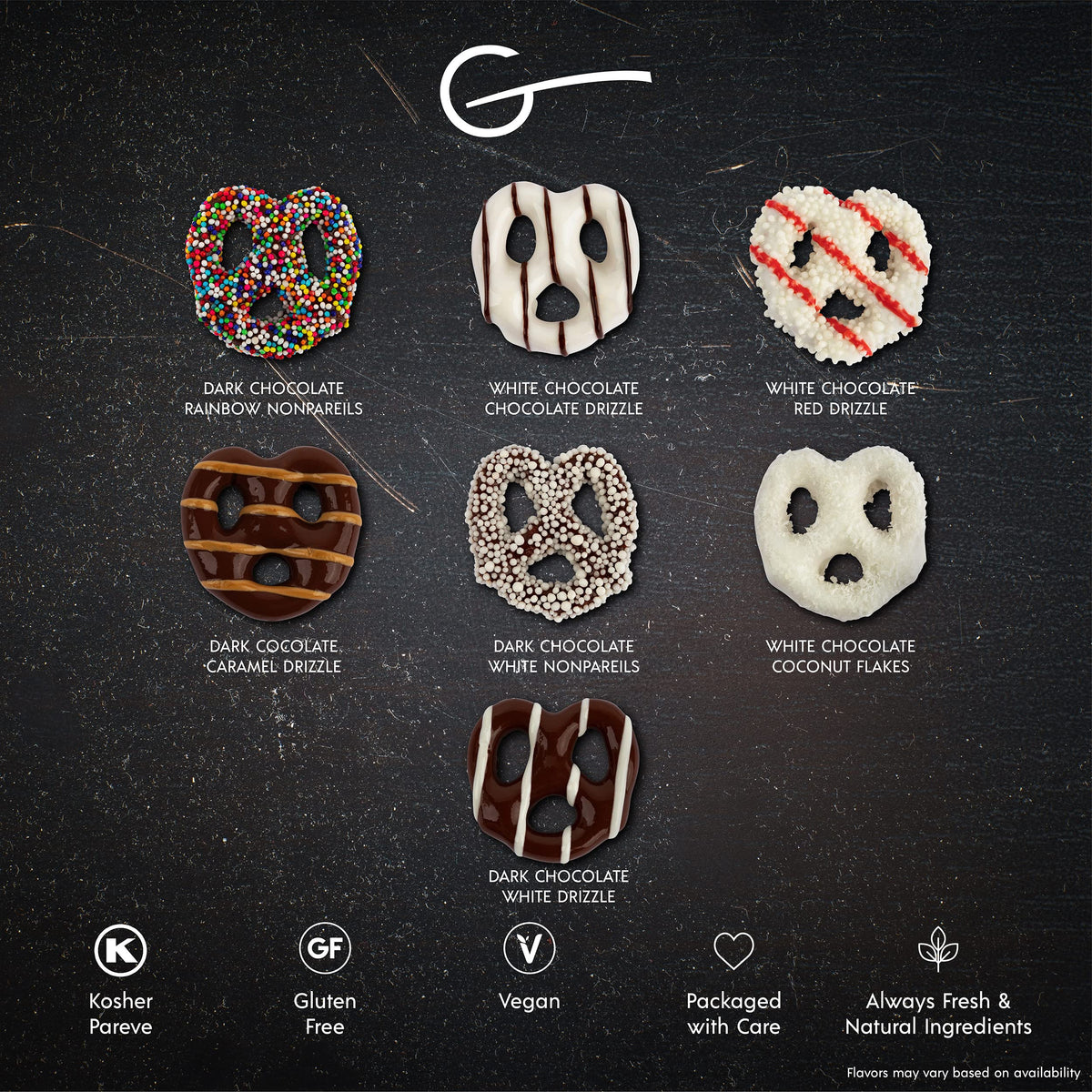 Gluten Free Palace Assorted Chocolate Covered Pretzels Gift Box (4 Flavors)