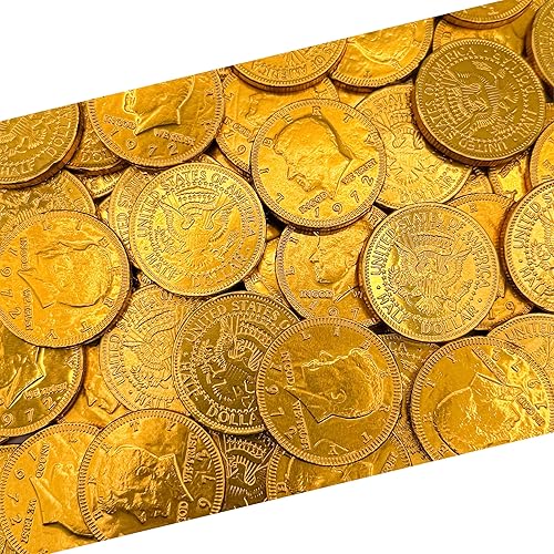 Gold Chocolate Coins | 25 Count | Individually Wrapped Chocolate Coins | Gold Candy for Holiday Treats, Buffets, Pirate Treasure, Goodie Bags