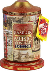 Basilur | London Music Tin | Music Concert Collection | Pure Ceylon Black Tea with amaranth, cornflower, bergamot and chocolate | Metal Caddy | 20