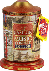 Basilur | London Music Tin | Music Concert Collection | Pure Ceylon Black Tea with amaranth, cornflower, bergamot and chocolate | Metal Caddy | 20