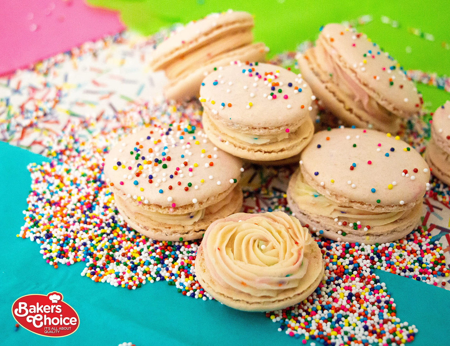 Bakers Choice Rainbow NonPareils, Cake and Toppings Non Pareil Sprinkles Gluten Free - Dairy Free - Kosher - 12 Ounce.