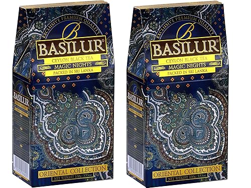 Basilur | "Magic Nights " Oriental Collection | Black Leaf Tea with cranberry and cornflower | 100g (3.52oz.) Per pack | Pack of 2