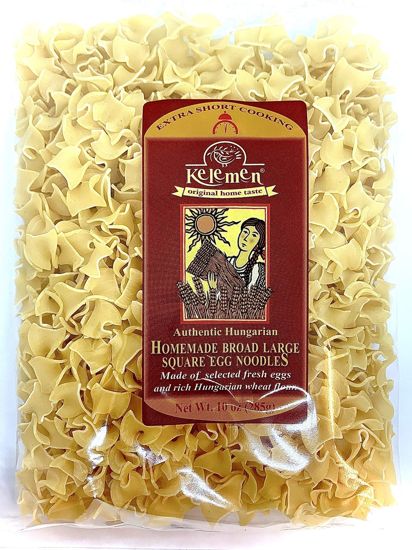 Kelemen Homemade Broad Large Square Egg Noodles 285g (Pack of 2)
