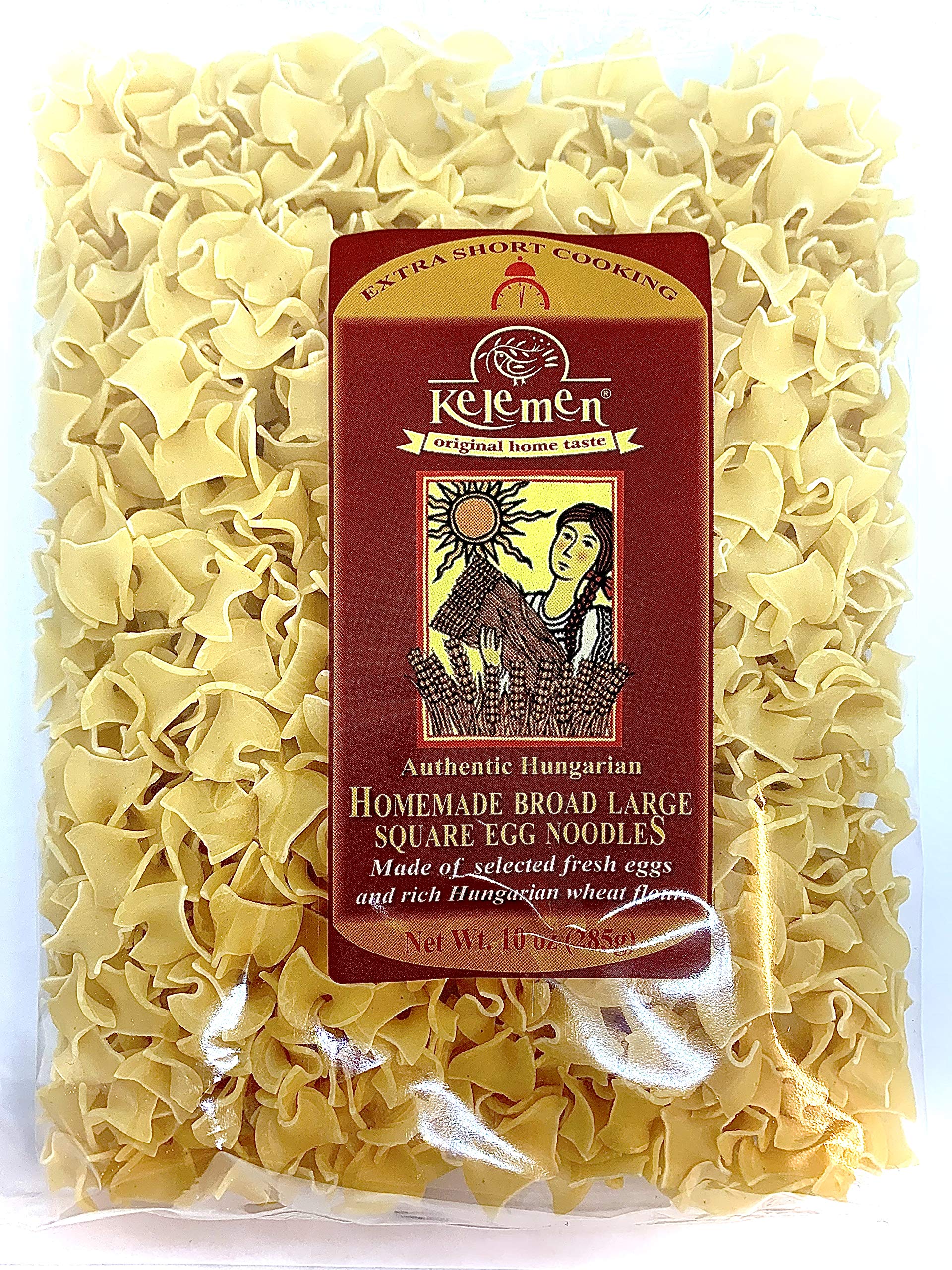 Kelemen Homemade Broad Large Square Egg Noodles 285g (Pack of 2)