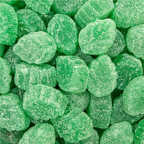 Spearmint Leaves Candy -Green Candy - 2 Pound Bulk Bag - Spearmint Candies with Soft Chewy Texture - Mint Jelly - Green Gummies - Classic Leaf Shaped