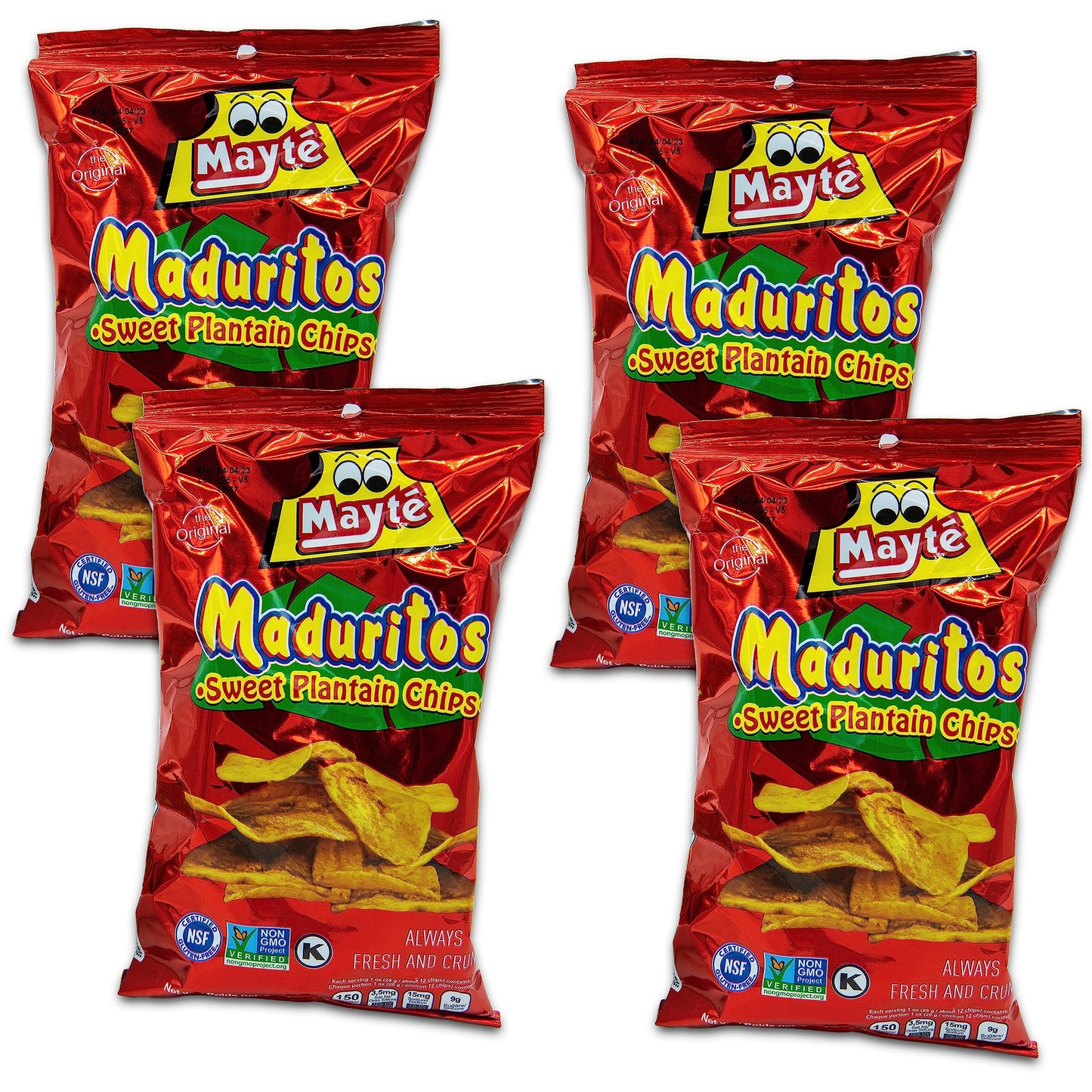 VALUE 4-Pack - Maduritos Bundle - INCLUDES 4 Bags Sweet Plantain Chips / Maduritos Dulcesitos Mayte 12oz TOTAL - Comes in a Despensa Colombiana Pack