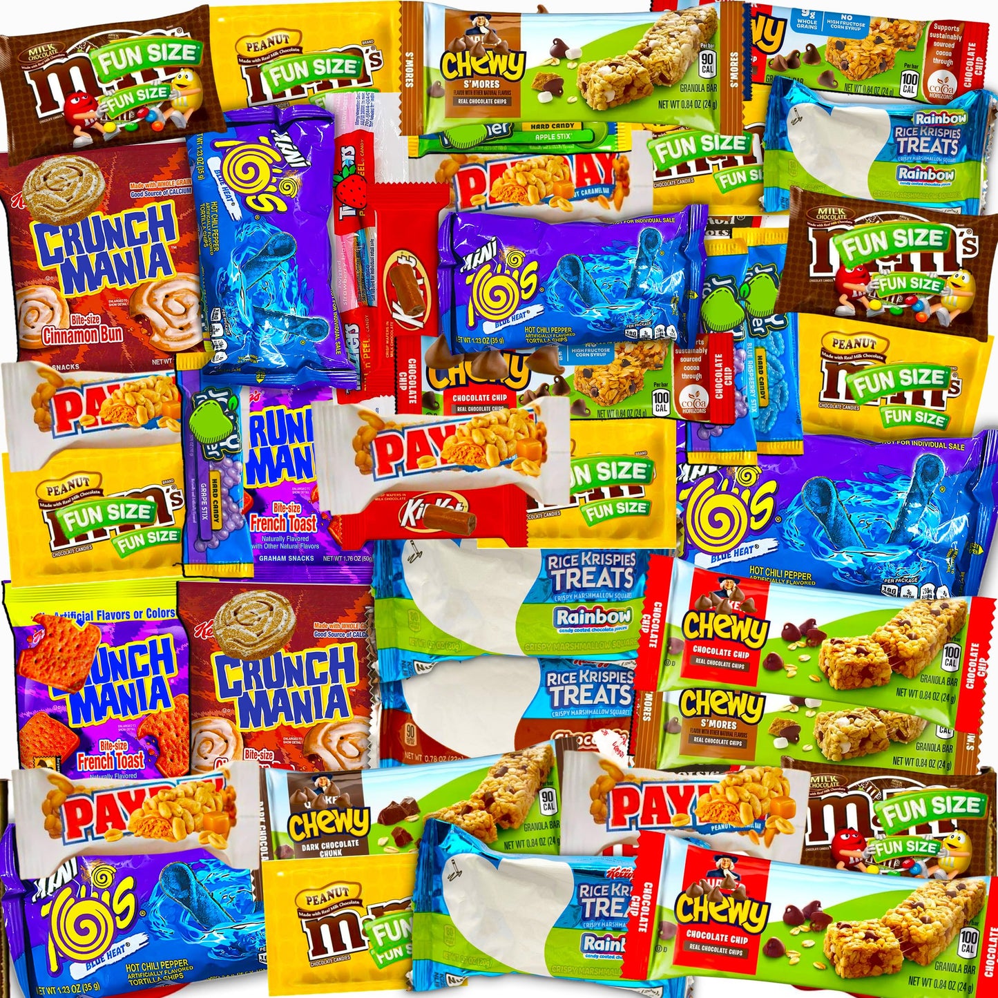 Snack Variety Pack with 50 Individually Wrapped Snacks and Candies, Assorted Sweet and Savory Treats Ideal for Care Packages, Birthday Parties, Road