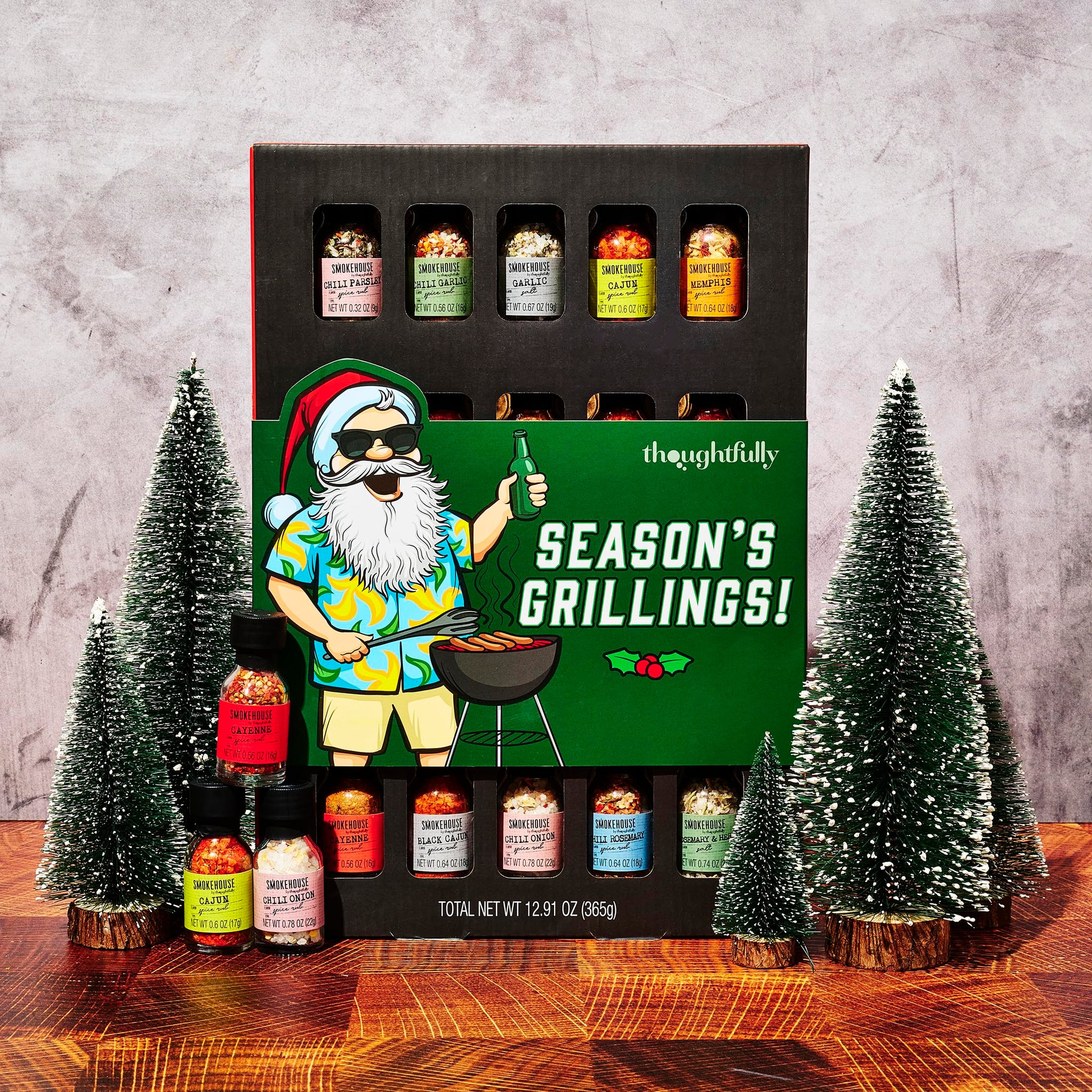 Smokehouse by Thoughtfully Holiday Ultimate Grilling Spice Seasoning Gift Set,Flavors Include Chili Garlic, Rosemary and Herb, Lime Chipotle and More