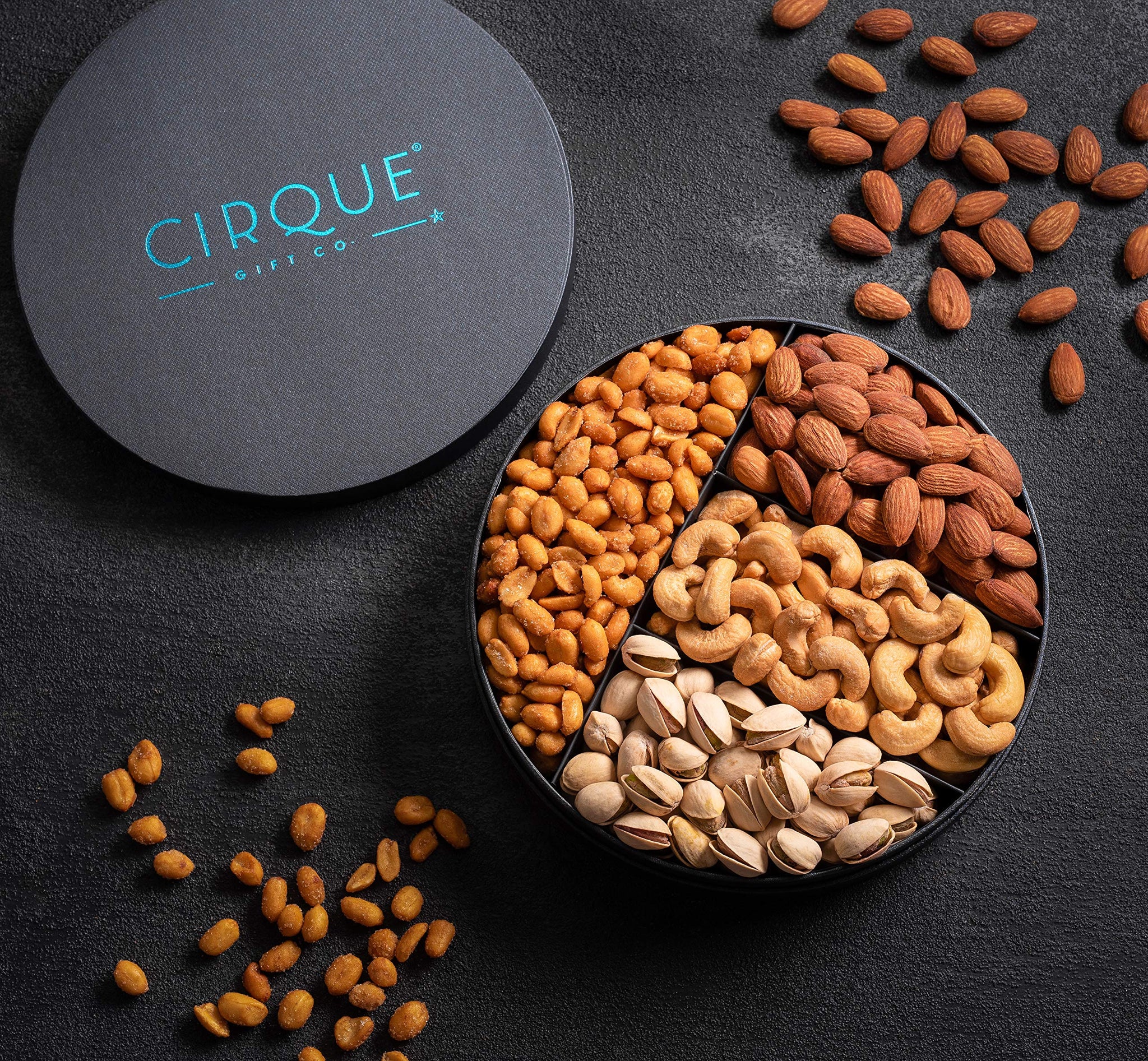 Cirque Gift Co. Gourmet Nut Gift Tray 8" Freshly Roasted Assorted Nuts for Mothers Day, Fathers Day, Holiday, Corporate Gifting, Thanksgiving Gift