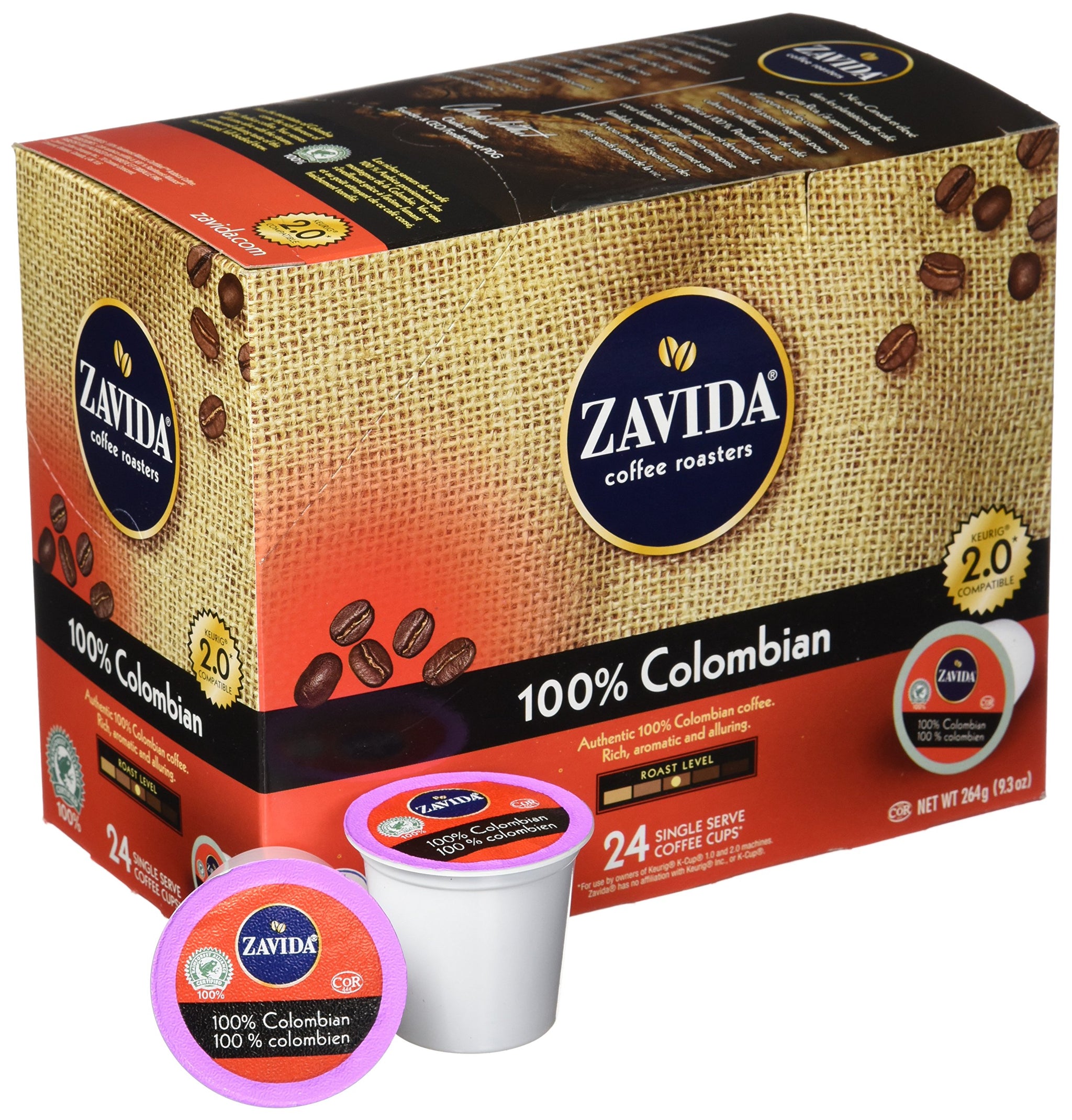 Zavida Coffee Roasters 100-Percent Colombian Coffee Capsule, Compatible with Keurig K-Cup Brewers, 24-Count