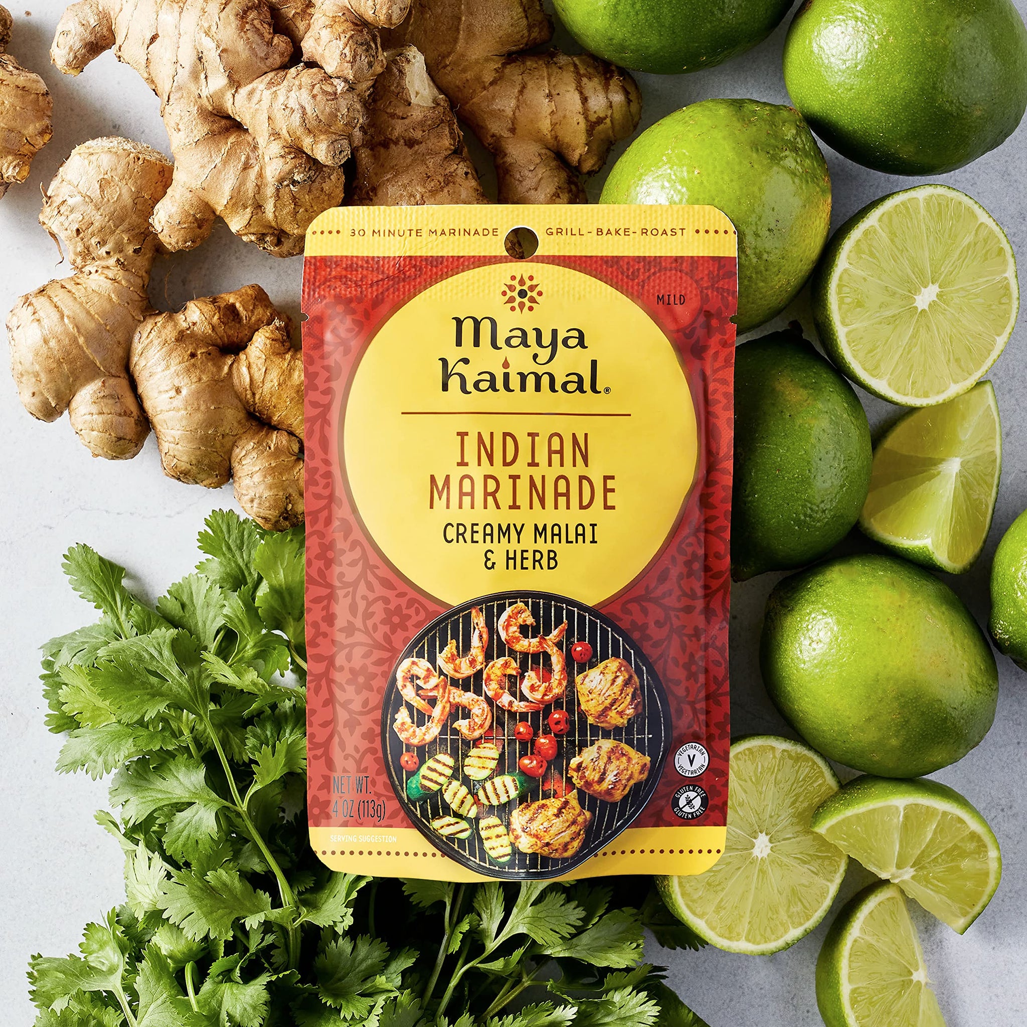 Maya Kaimal Foods - Creamy Malai & Herb Marinade - 4 pack of 4oz Marinades - Keto Friendly - Made with Non-GMO Ingredients - Convenient Single Use