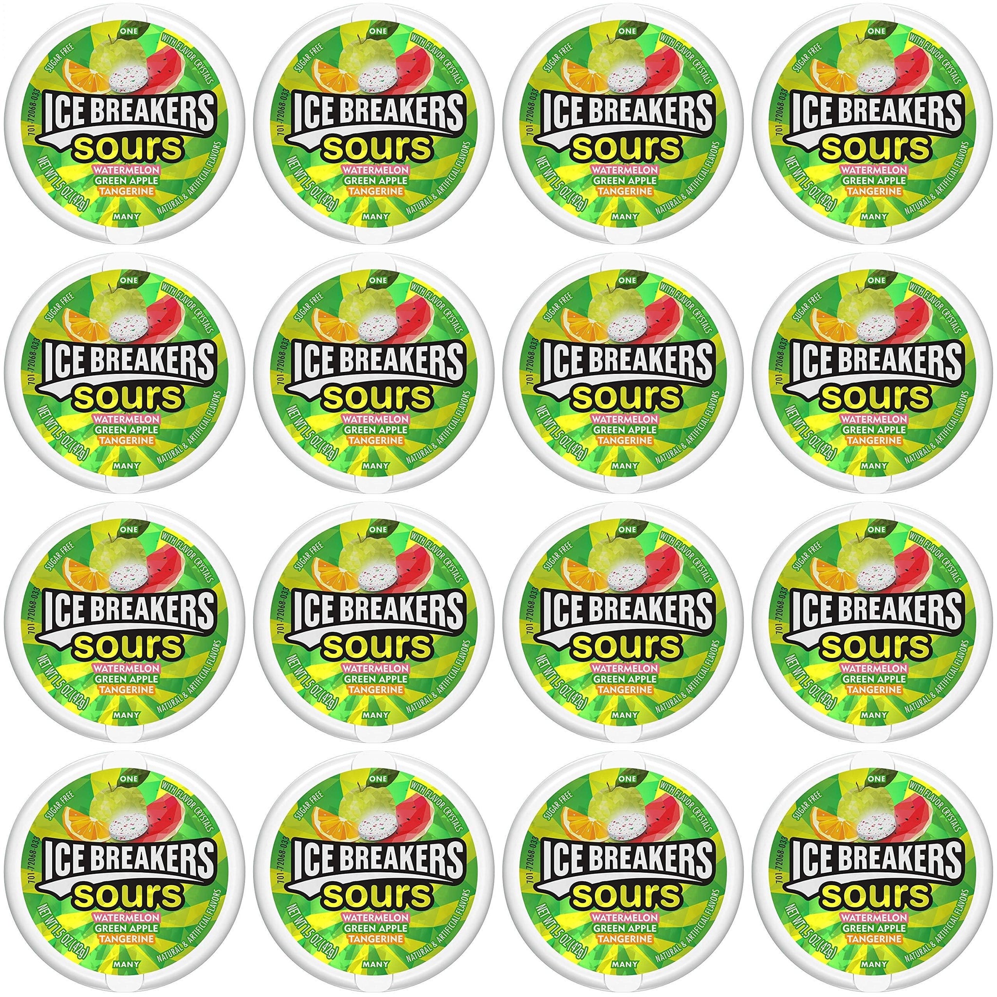 Ice Breakers Sours ( Green Apple, Tangerine, Watermelon), 1.5-Ounce Canisters (Pack of 16)