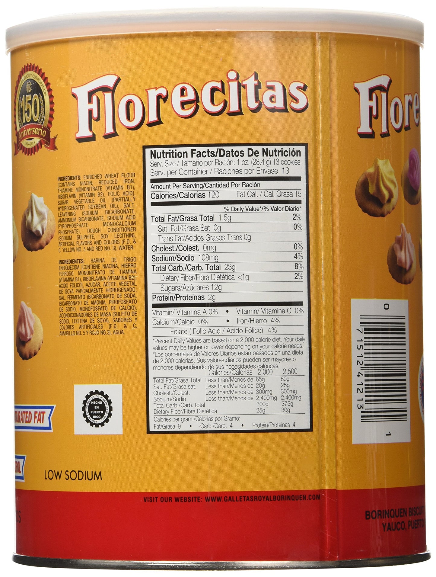 Florecitas Ice Gem Cookies by Royal Borinquen in Puerto Rico - 13 oz, 2 Cans