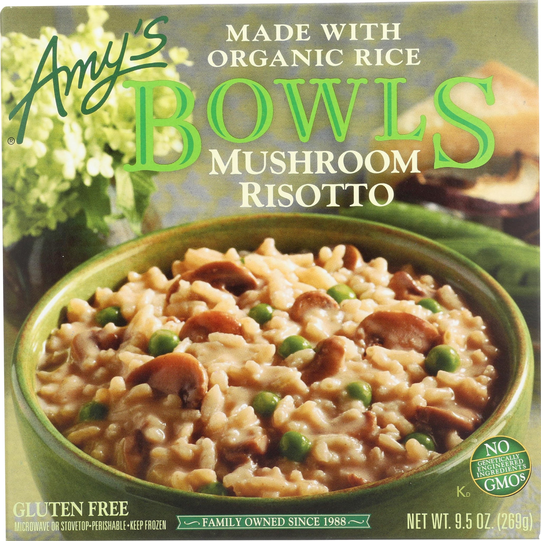 Amy's Frozen Meals, Mushroom Risotto Bowl, Made with Parmesan Cheese, Gluten Free, 9.5 oz
