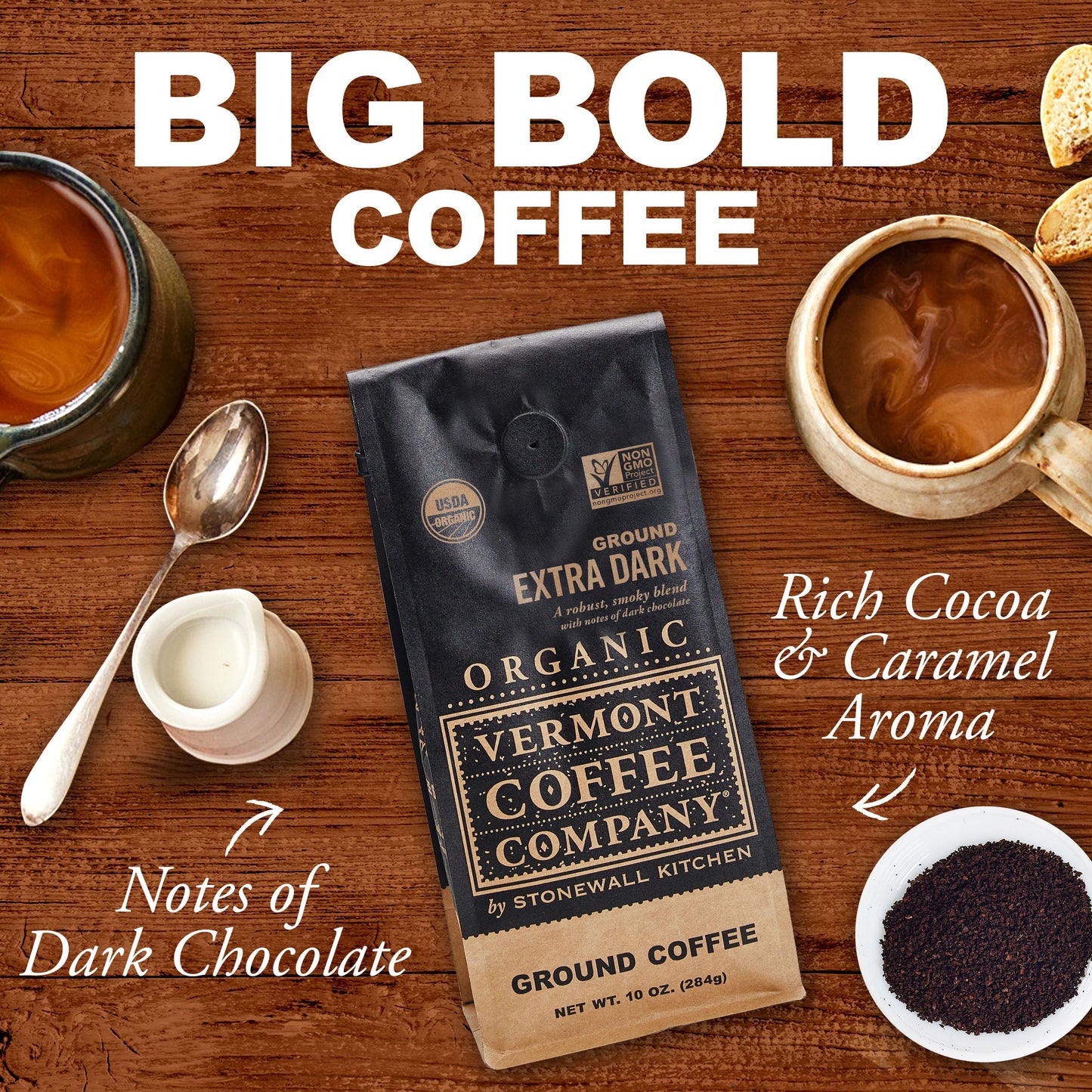 Vermont Coffee Company, Organic Extra Dark Roast Ground Coffee, 10oz., Made in the USA