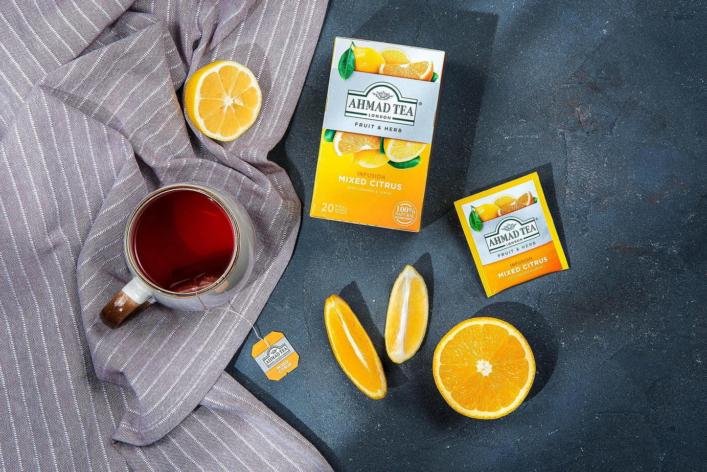 Ahmad Tea Herbal Tea, Mixed Citrus Teabags, 20 ct (Pack of 1) - Decaffeinated & Sugar-Free