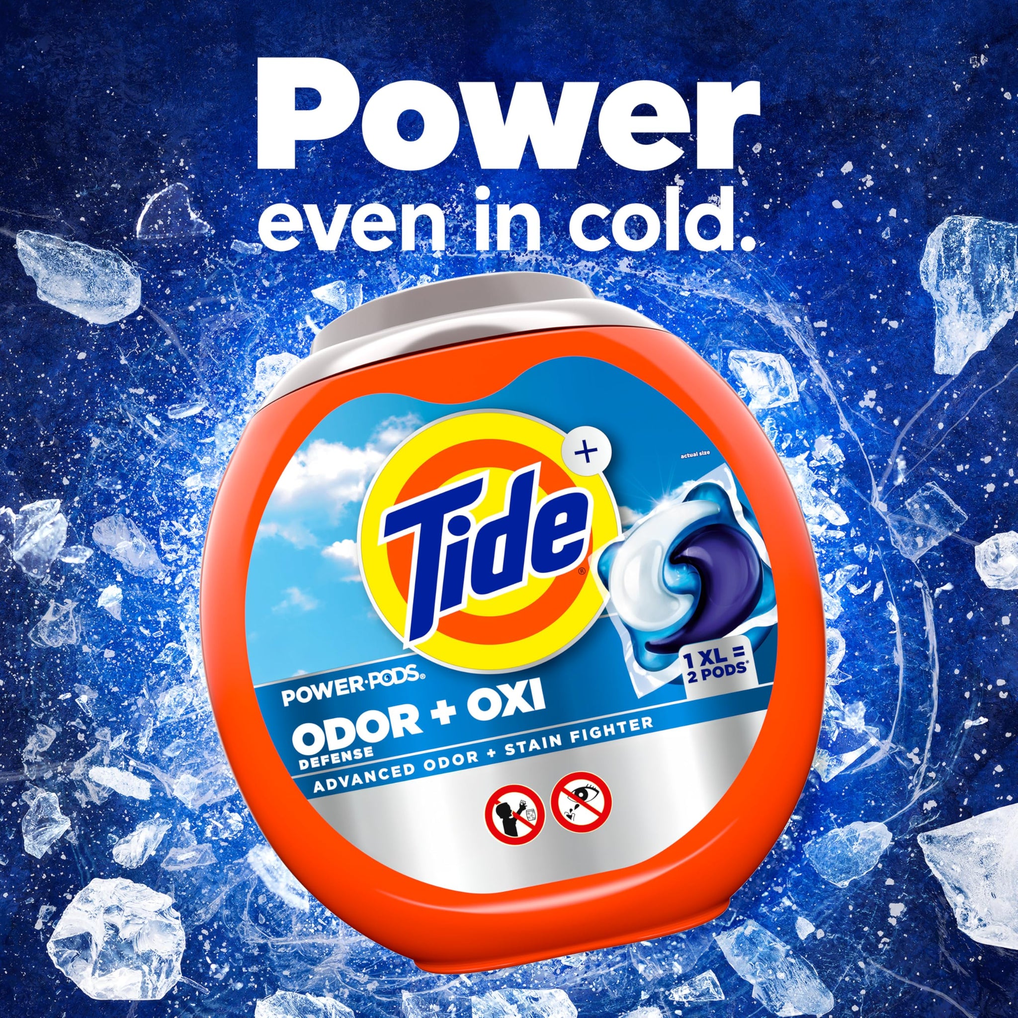 Tide Odor Defense + Oxi Laundry Detergent Pacs, Original Scent, 18 Count, Advanced Odor + Stain Fighter, laudry soap washing detergent pacs