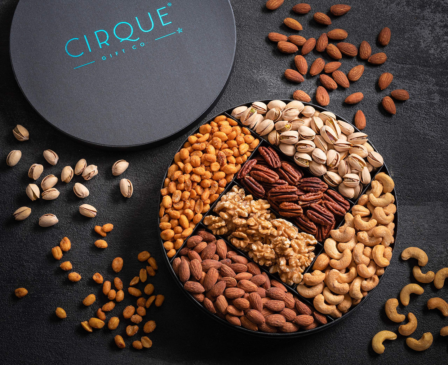 Cirque Gift Co. Gourmet Nut Gift Tray 10" Freshly Roasted Assorted Nuts for Mothers Day, Fathers Day, Holiday, Corporate Gifting, Thanksgiving Gift