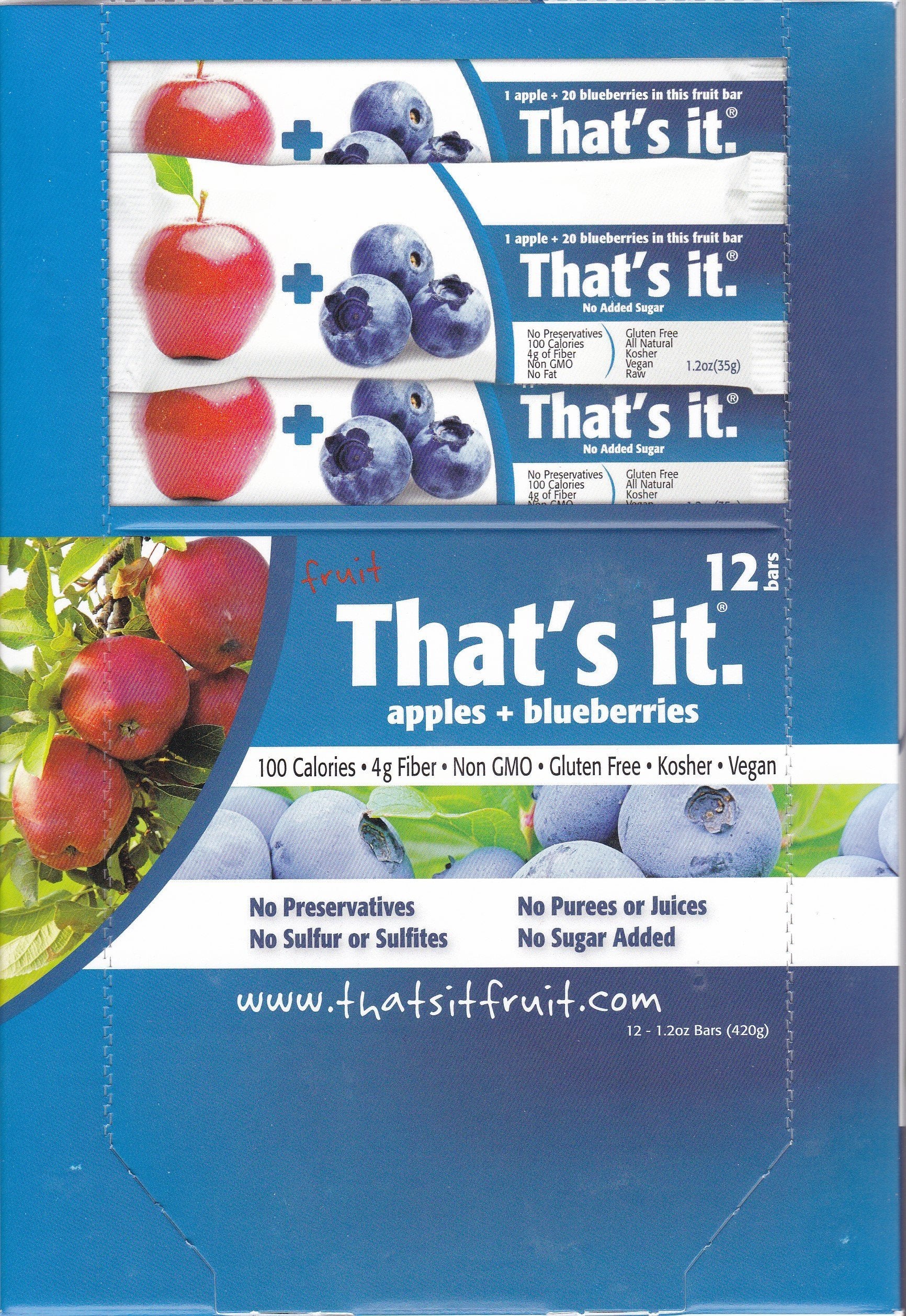 That's It Fruit Bars, Apple and Blueberry, Pack of 24 (2 Cases)