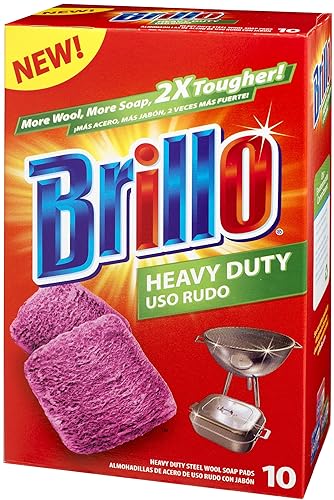 Brillo Heavy Duty Steel Wool Soap Pads, Original Red Scent, 10-Count
