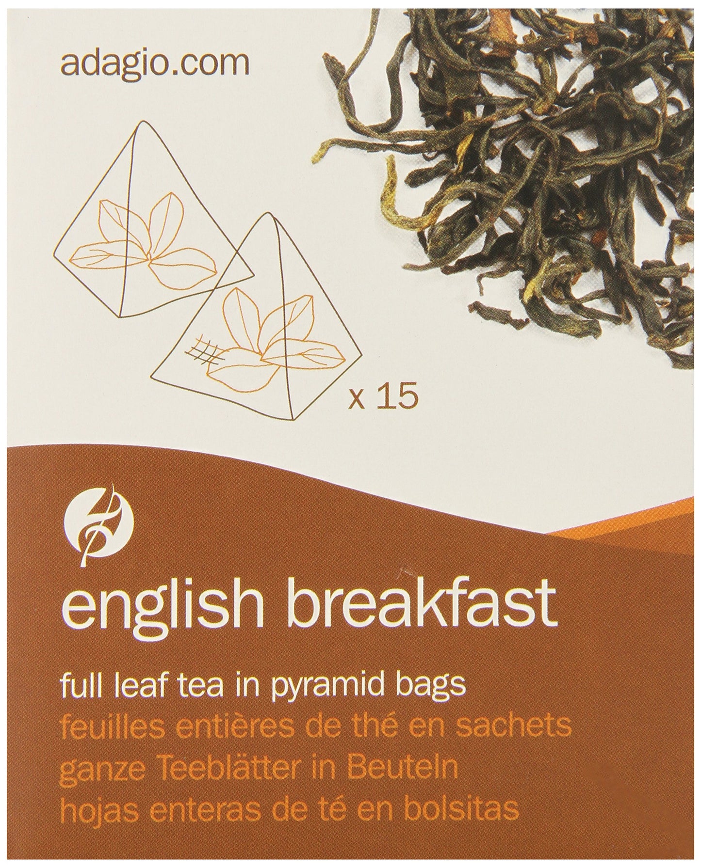 Adagio Teas Gourmet Tea Bags, English Breakfast, 15 Count
