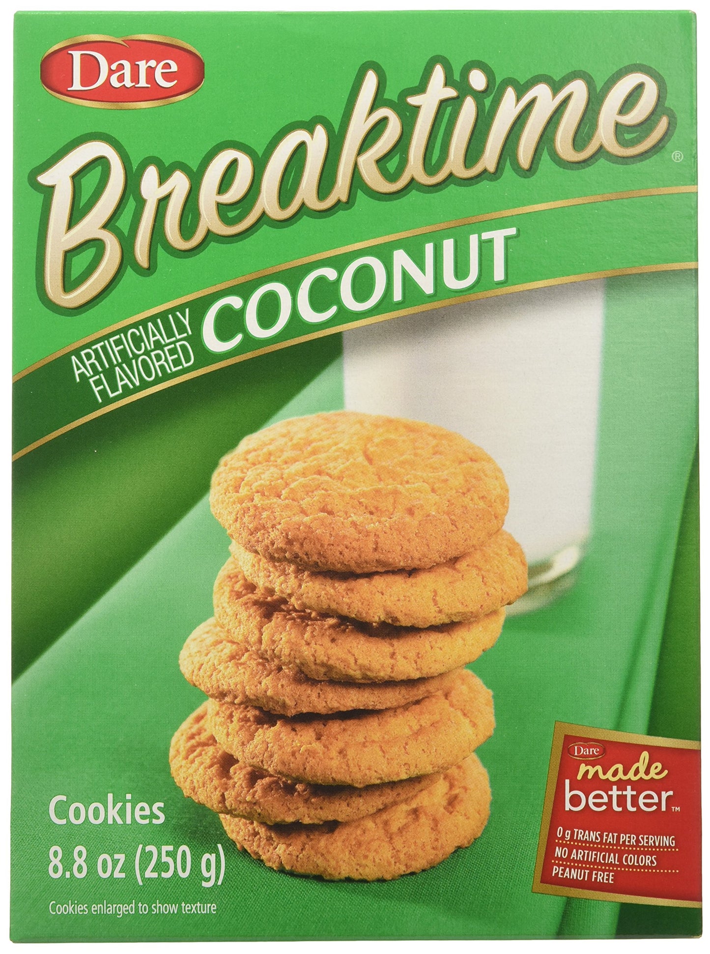 Dare Foods Breaktime Coconut Cookies - Indulgent Cookie Made With Real Coconut - Delicious Snack, Dessert and More - No Artificial Colors, No