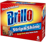 Brillo Strip & Shine Steel Wool Balls, 6-Count