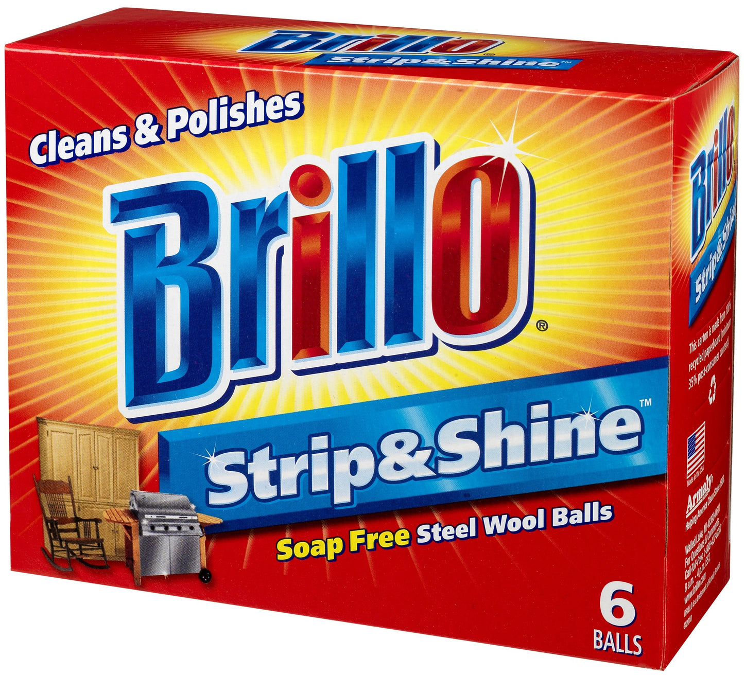 Brillo Strip & Shine Steel Wool Balls, 6-Count
