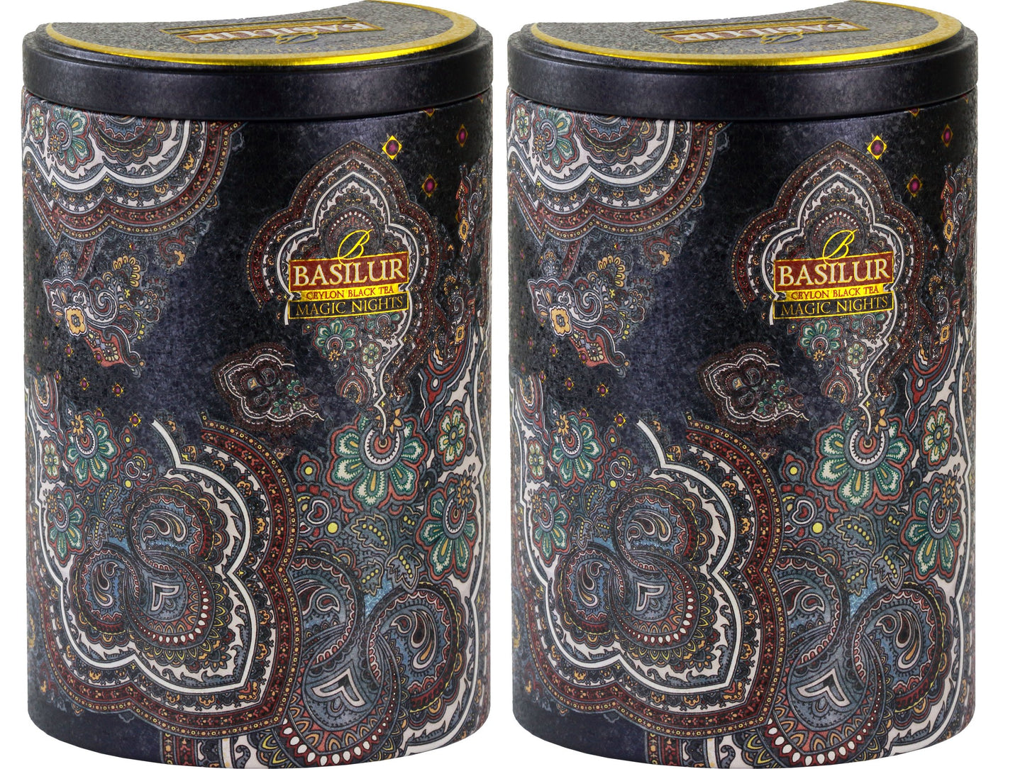 Basilur | "Magic Nights " Oriental Collection | Black Leaf Tea with cranberry and cornflower | 100g / 3.52oz in Tin Caddy | Pack of 2