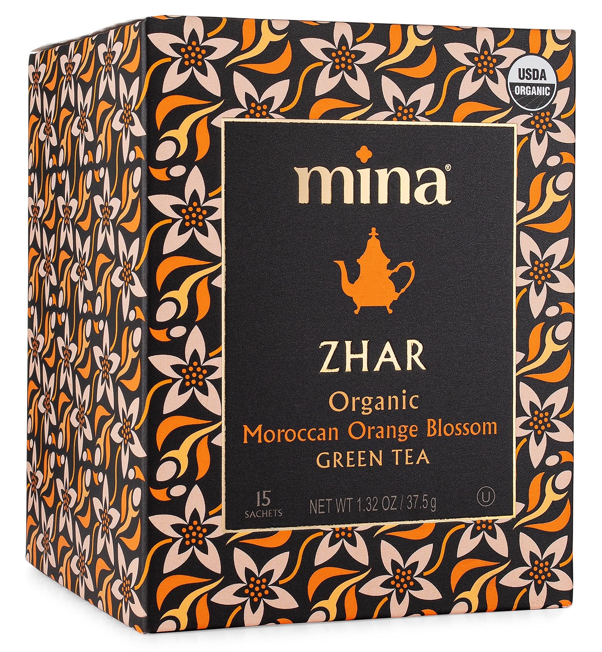 Mina Organic Moroccan Orange Blossom Green Tea, 15 CT