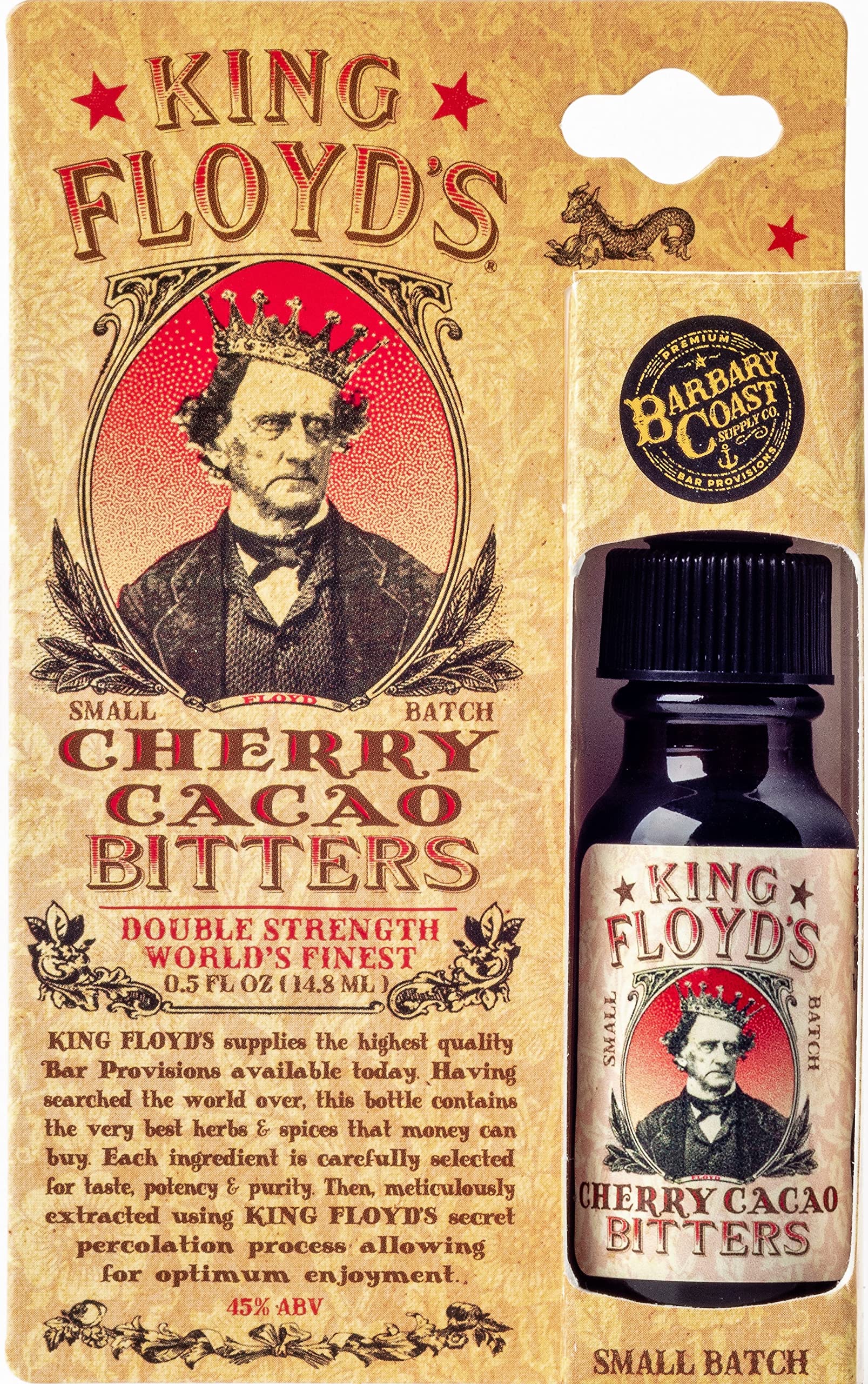 King Floyd's Artisanal Cherry Cacao Bitters for Cocktails (0.5oz Card Pack) Hand Crafted, Made from Organic Cacao Nibs & Montmorency Cherries