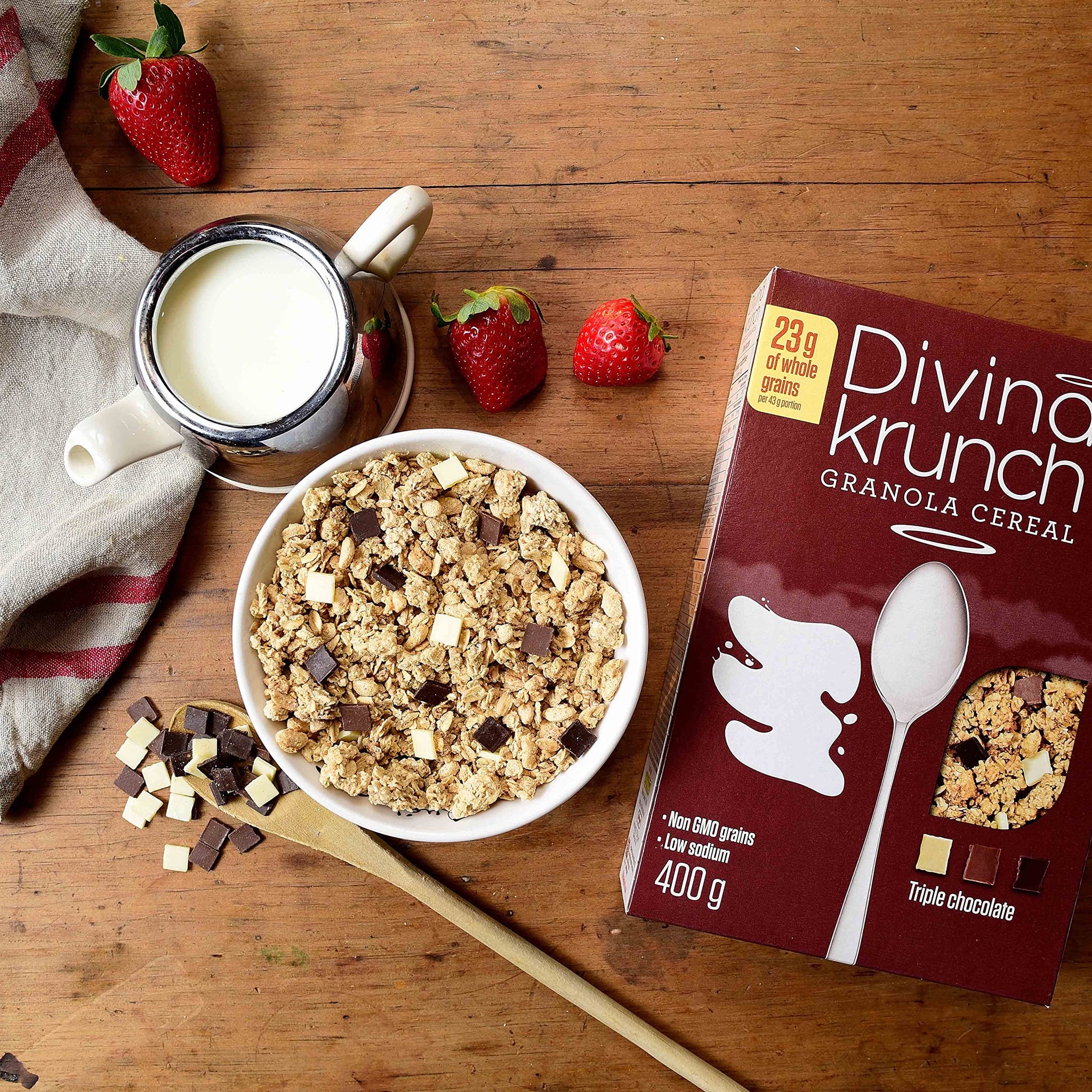 Divina Krunch Granola Cereal, Pack of 3, NON-GMO CEREAL (Triple Chocolate Granola)