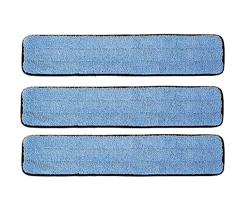 Real Clean 24" Commercial and Janitorial Microfiber Wet Mop Refill Pads for Flat Microfiber Mop Frames (3 Pack, Blue)