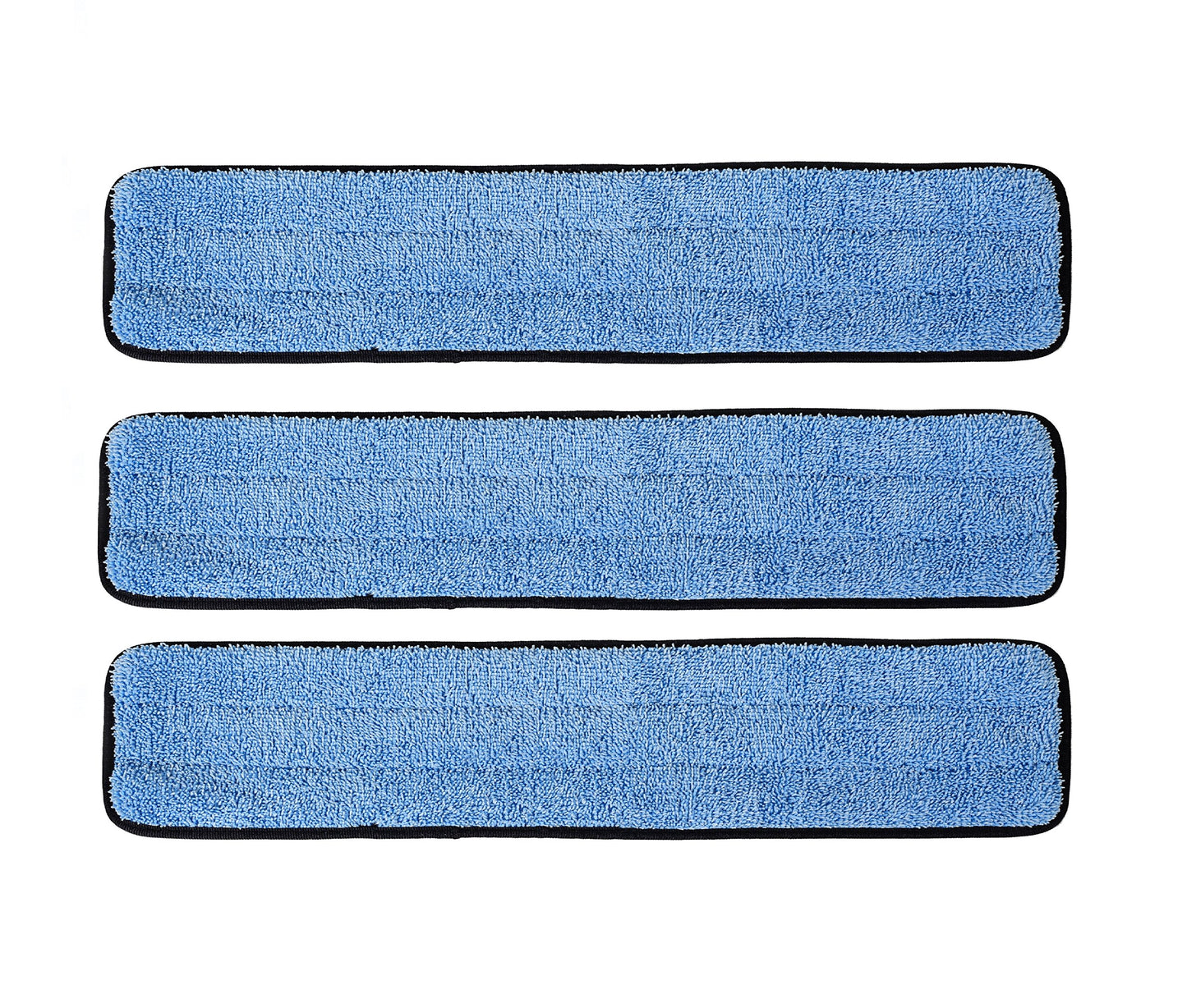 Real Clean 24" Commercial and Janitorial Microfiber Wet Mop Refill Pads for Flat Microfiber Mop Frames (3 Pack, Blue)