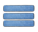 Real Clean 24" Commercial and Janitorial Microfiber Wet Mop Refill Pads for Flat Microfiber Mop Frames (3 Pack, Blue)