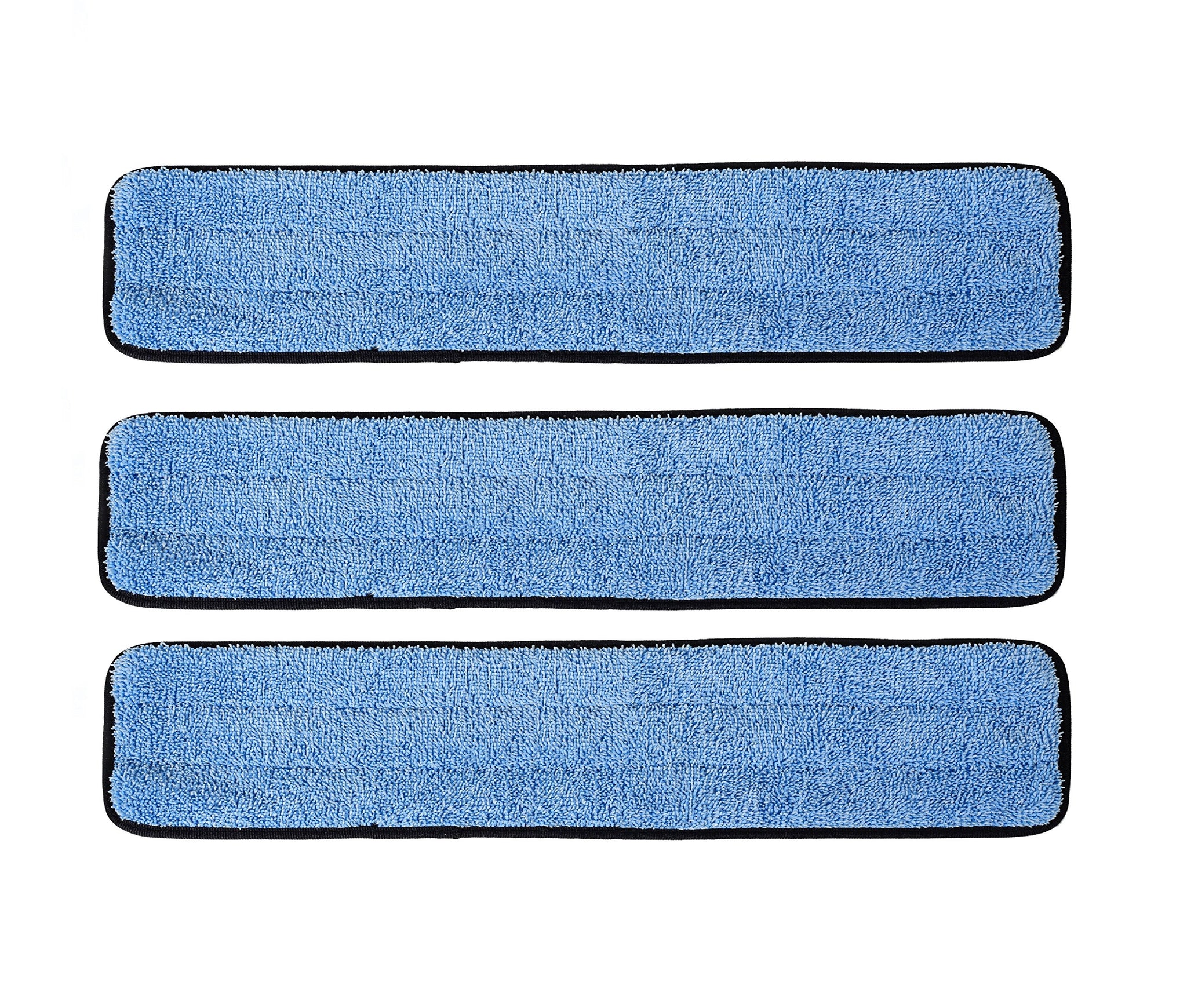 Real Clean 24" Commercial and Janitorial Microfiber Wet Mop Refill Pads for Flat Microfiber Mop Frames (3 Pack, Blue)