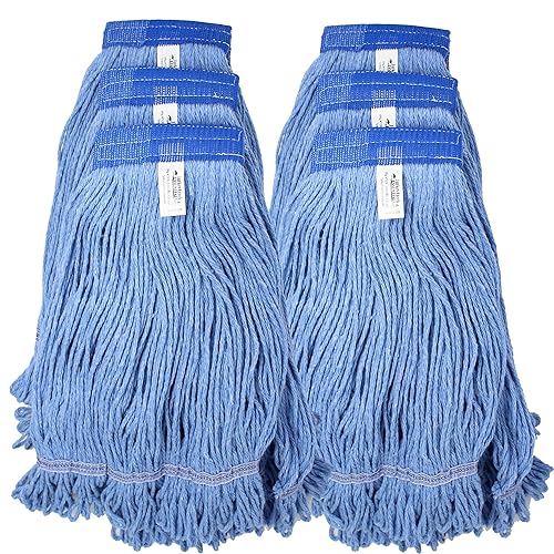 Turkey Creek Essentials Mop Heads Commercial Grade USA Made Looped End Heavy Duty Large Mop Head of Blue 4-Ply Synthetic Yarn Industrial Wet Mop Head