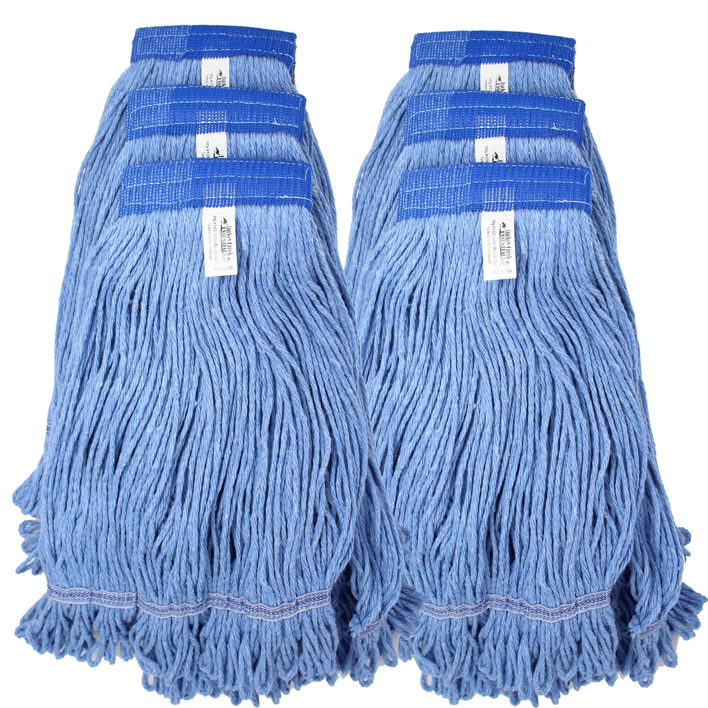Turkey Creek Essentials Mop Heads Commercial Grade USA Made Looped End Heavy Duty Large Mop Head of Blue 4-Ply Synthetic Yarn Industrial Wet Mop Head