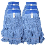 Turkey Creek Essentials Mop Heads Commercial Grade USA Made Looped End Heavy Duty Large Mop Head of Blue 4-Ply Synthetic Yarn Industrial Wet Mop Head