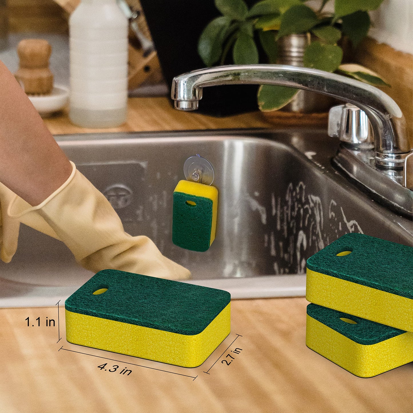 Kitchen Sponges 12 Pack | Dual-Sided Heavy Duty Non-Scratch Scrub | Sponges, Multipurpose Dishwashing & Cleaning Sponges, Highly Absorbent, Quick-Dry