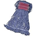 Amazon Basics Loop-End Synthetic Mop Head, 5-Inch Headband, Large, Machine Washable, Blue, 6-Pack