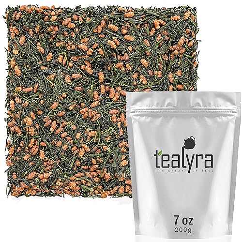 Tealyra - Imperial Gyokuro Genmaicha - Japanese Loose Leaf Tea - Gen Mai Cha Green Tea with Brown Roasted Rice - Caffeine Level Low - 200g (7-ounce)