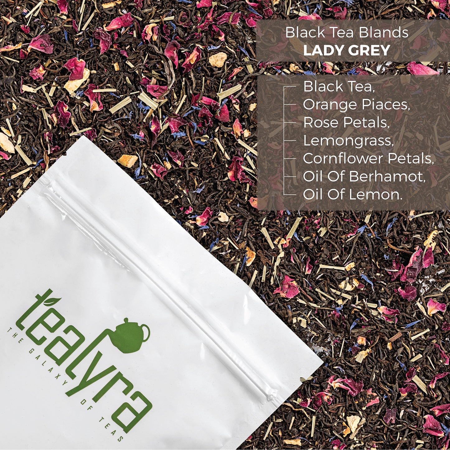 Tealyra - Milady Grey - Delightful Black Loose Leaf Tea - Rose Petals and Lemongrass with Orange - Medium Caffeine - Blend - All Natural - 220g