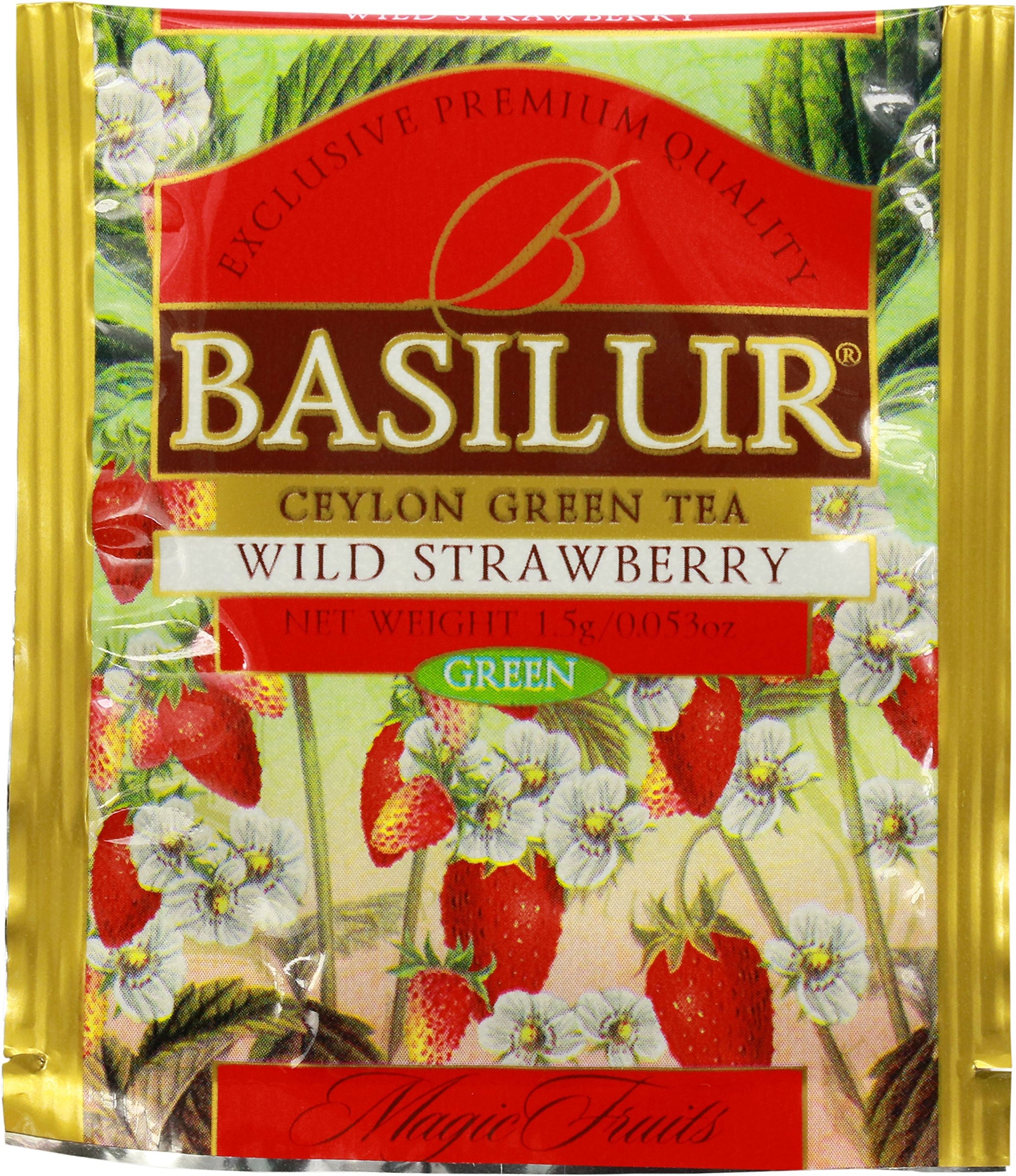 Basilur | Strawberry & Kiwi Tea | Ceylon Black Tea | Magic Fruits Collection | 20 Count Foil Enveloped