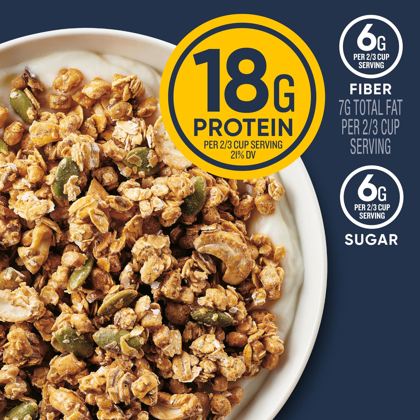 Ratio Protein Fiber Honey Cashew Granola Cereal, 18g Protein, 9.8 oz