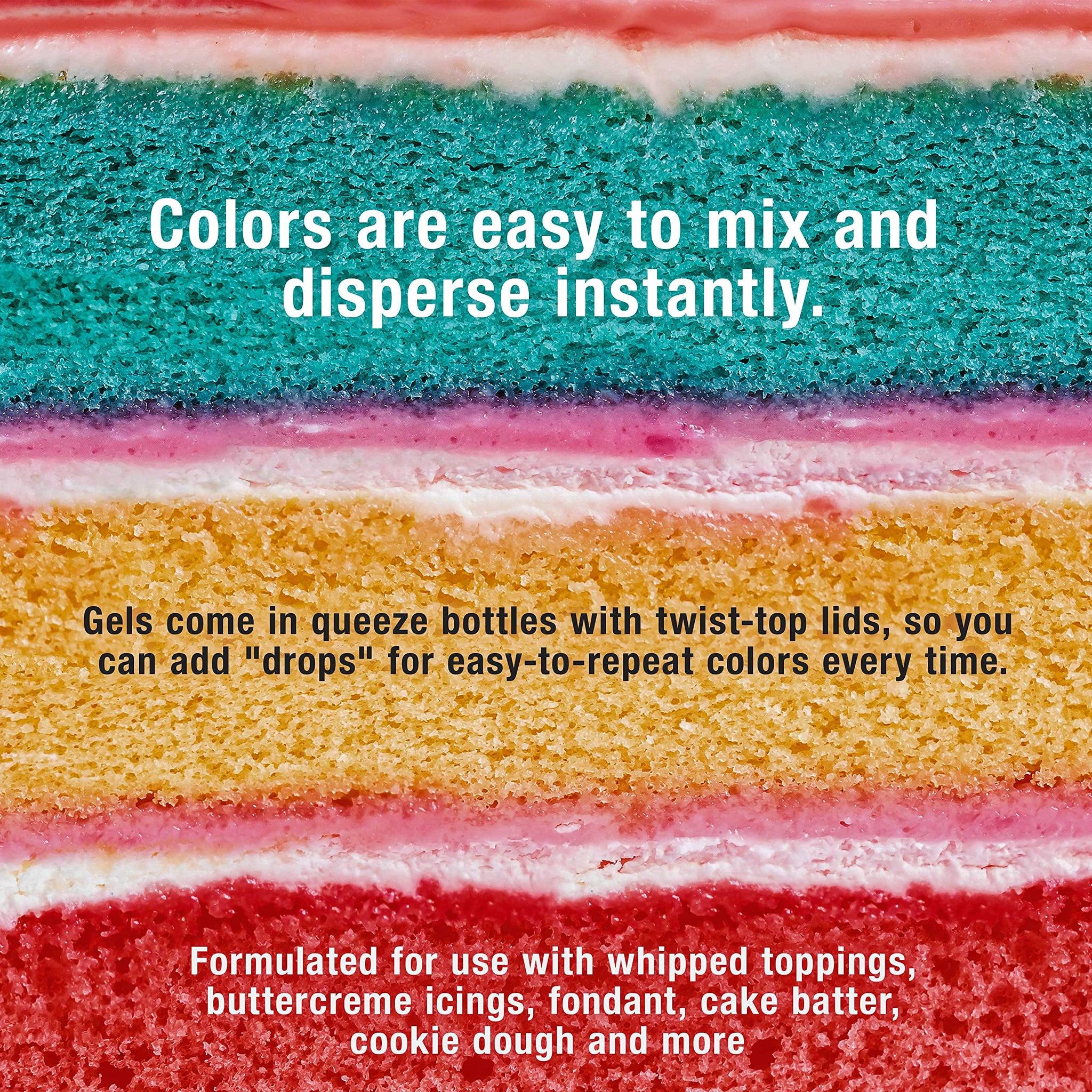 12 Food Color U.S. Cake Supply 2.3-Ounce Liqua-Gel Cake Food Coloring Variety Pack with Color Mixing Wheel - Made in the U.S.A.